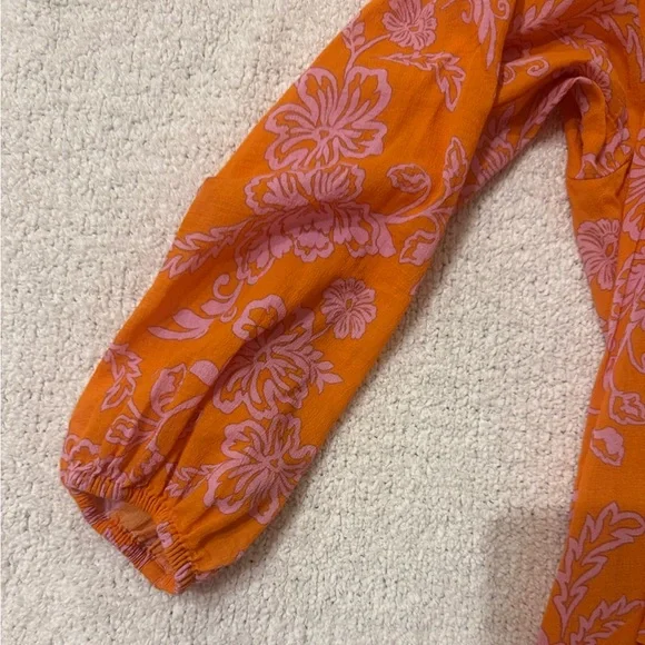 XiRENA Bright Orange Pink Floral Long Sleeved Mini Dress - Picture 7 of 8